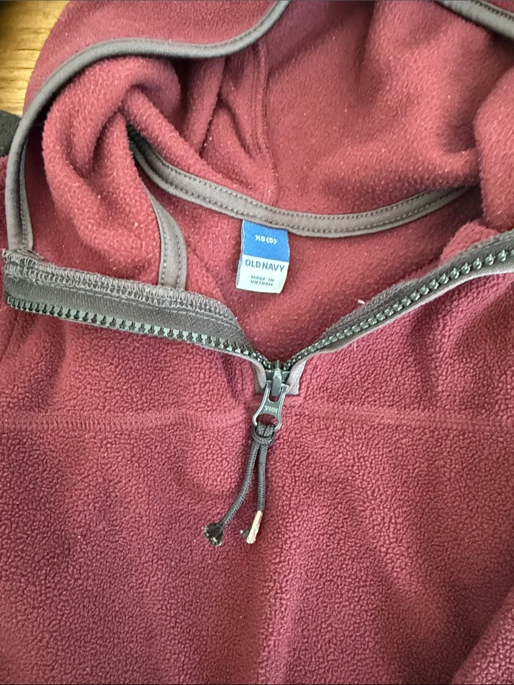 Old Navy Kids Quarter Zip Fleece Hoodie - Black & Burgundy